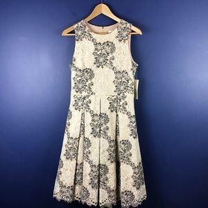 ELIZA J Sleeveless Lace Fit and Flare Dress Size 6 NWT Cream Taupe Pockets